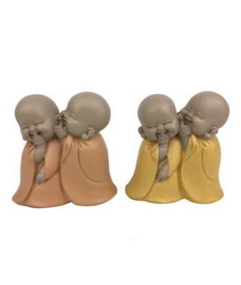 ORIGEN Home Decor Figura Monjes Secreto 2U Budas | Figura de Buda Naranja - 12x12x7cm