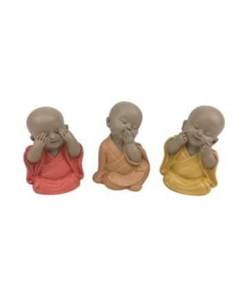 ORIGEN Home Decor Monje No Ve-Oye-Habla 3U Budas Multicolor Resina Figura Decorativa 5x4x3cm