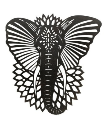 ORIGEN Home Decor Elefante Decoracion Pared Apliques Metal Etnico Gris 60x52x5cm