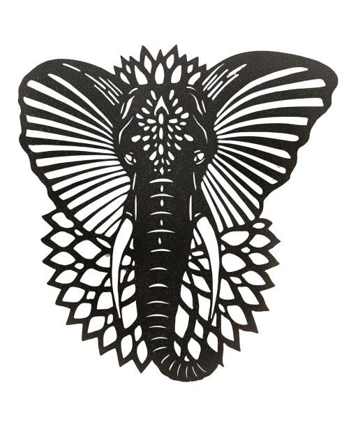 ORIGEN Home Decor Elefante Decoracion Pared Apliques Metal Etnico Gris 60x52x5cm