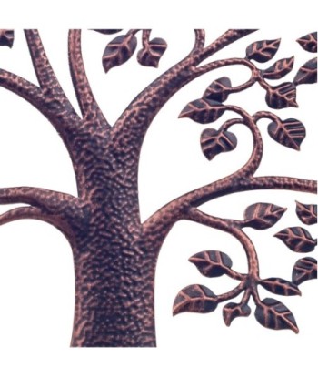 ORIGEN Home Decor Adorno Arbol de la Vida Apliques Metal Gris Redondo 30x30x1cm