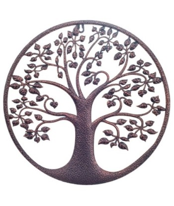 ORIGEN Home Decor Adorno Arbol de la Vida Apliques Metal Gris Redondo 40x40x1cm