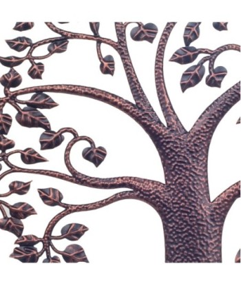 ORIGEN Home Decor Adorno Arbol de la Vida Apliques Metal Gris Redondo 40x40x1cm