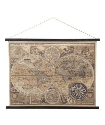 ORIGEN Home Decor Lienzo Enrollable Mapamundi Cuadros Marrón Rectangular 75x100x2cm