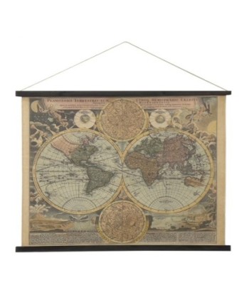 ORIGEN Home Decor Lienzo Enrollable Mapamundi Cuadros Gris Rectangular 75x100x2cm