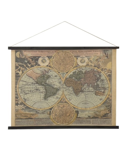 ORIGEN Home Decor Lienzo Enrollable Mapamundi Cuadros Gris Rectangular 75x100x2cm