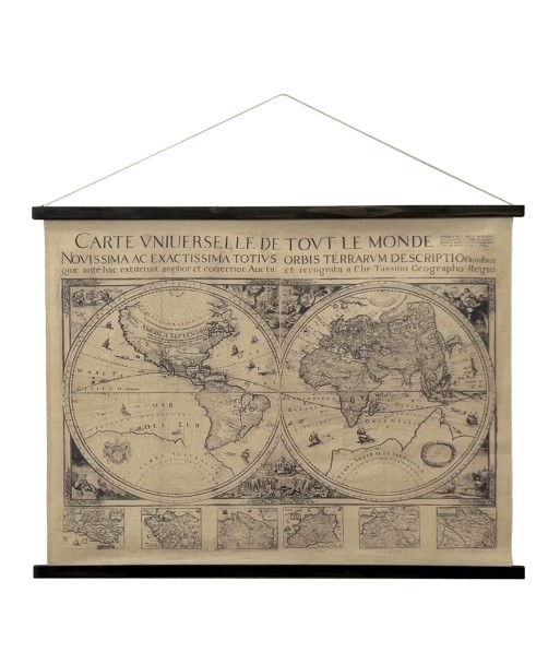 ORIGEN Home Decor Lienzo Enrollable Mapamundi Cuadros Marrón Rectangular 75x100x2cm