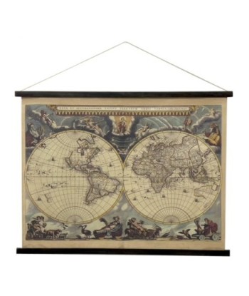 ORIGEN Home Decor Lienzo Enrollable Mapamundi Cuadros Marrón Rectangular 75x100x2cm