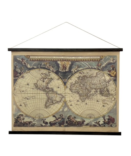 ORIGEN Home Decor Lienzo Enrollable Mapamundi Cuadros Marrón Rectangular 75x100x2cm