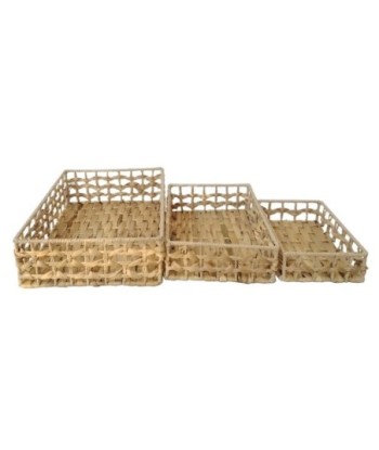 Pack de 3 cestas de jacinto de agua naturales para decoración