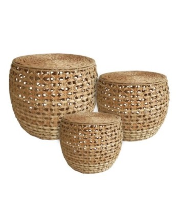 Pack de 3 cestas de jacinto de agua natural para decoración del hogar