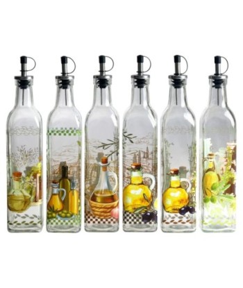 ORIGEN Home Decor Aceitera 6U Utensilios | Aceitera Transparente - 29x6x6cm