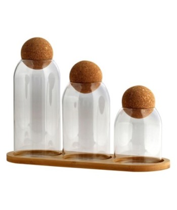 ORIGEN Home Decor Bandeja Tarros 3U Utensilios | Bandeja Transparente - 14x33x12cm