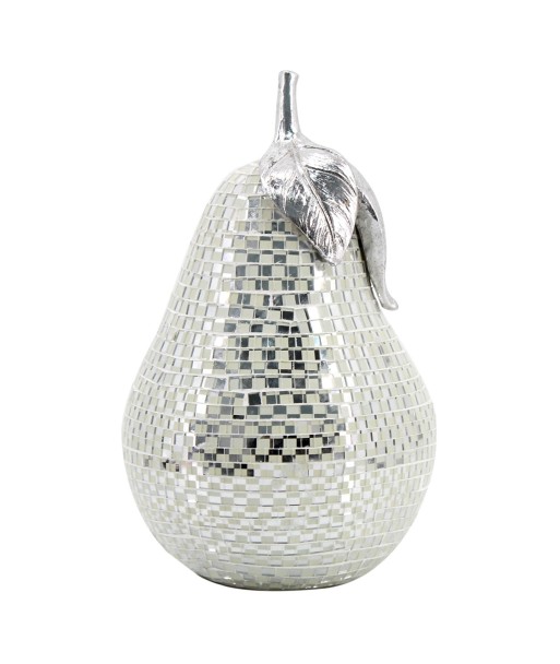 ORIGEN Home Decor Pera Varios | Figura de Pera Plateado - 21x13x13cm