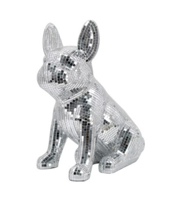 ORIGEN Home Decor Perro Animales | Figura de Perro Plateado - 32x28x17cm