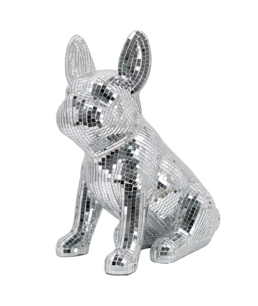 ORIGEN Home Decor Perro Animales | Figura de Perro Plateado - 32x28x17cm