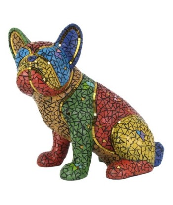 ORIGEN Home Decor Perro Bulldog Animales Figura de Perro Azul - 28x29x18cm