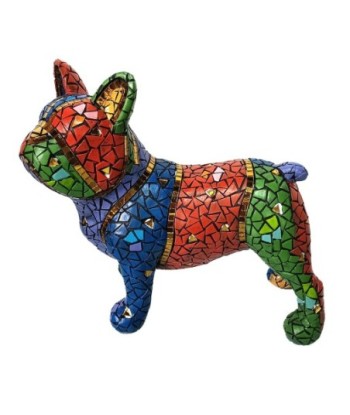 ORIGEN Home Decor Perro Bulldog Animales Figura de Perro Azul - 19x31x9cm Resina Decorativa