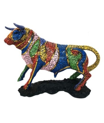 Figura de Toro Multicolor 28 cm x 15 cm x 38 cm Resina Decorativa para Hogar y Oficina
