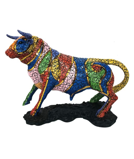 Figura de Toro Multicolor 28 cm x 15 cm x 38 cm Resina Decorativa para Hogar y Oficina