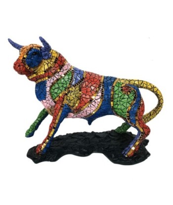 Figura de Toro Multicolor de Resina para Decoración Moderna en el Hogar