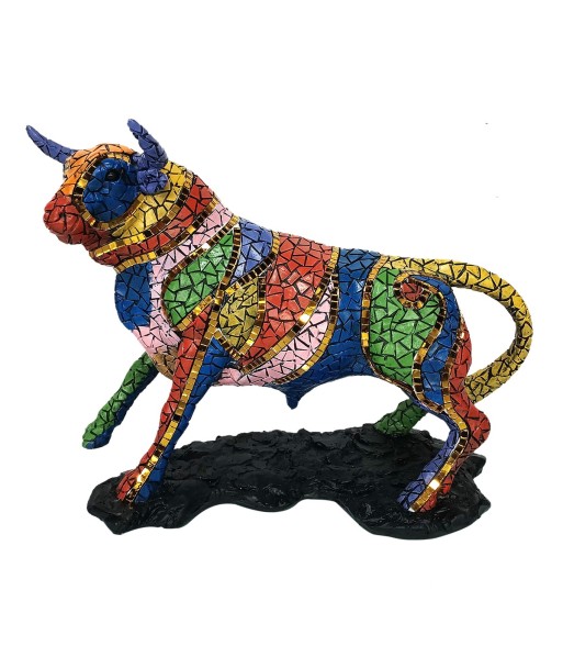 Figura de Toro Multicolor de Resina para Decoración Moderna en el Hogar