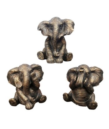 ORIGEN Home Decor Elefantes 3U Africanas Y Elefantes Figura de Elefante Gris 15x14x13cm