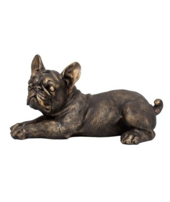 ORIGEN Home Decor Perro Bulldog Animales Figura de Perro Gris - 16x31x16cm