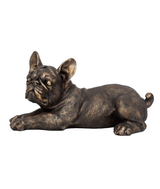 ORIGEN Home Decor Perro Bulldog Animales Figura de Perro Gris - 16x31x16cm