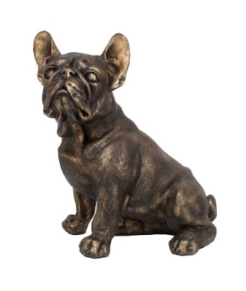 ORIGEN Home Decor Perro Bulldog Animales Figura de Perro Gris - 27x24x17cm