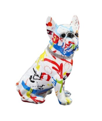ORIGEN Home Decor Perro Bulldog Animales Figura de Perro Blanco - 28x25x15cm