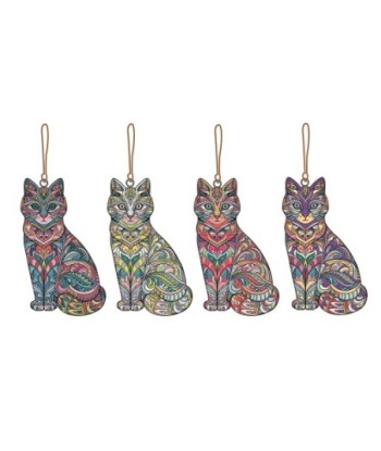 Colgante Gato Multicolor para Mujer - Joya de Metal Vertical / Horizontal - Regalo Original y Divertido