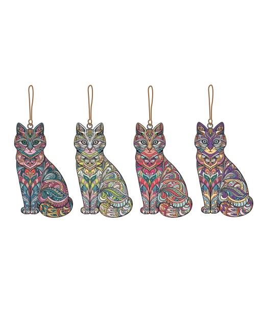 Colgante Gato Multicolor para Mujer - Joya de Metal Vertical / Horizontal - Regalo Original y Divertido