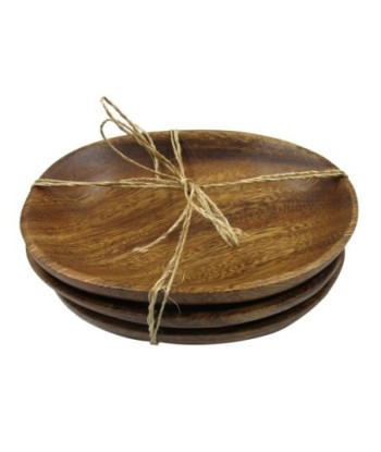 ORIGEN Home Decor Platos 3U Utensilios | Plato Marrón de Madera de Acacia - 5x14x11cm