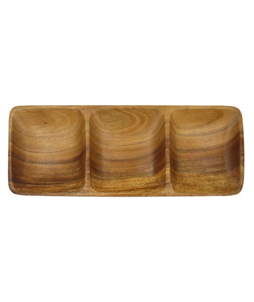 ORIGEN Home Decor Bandeja 3 Compartimentos Utensilios | Bandeja Marrón Rectangular - 3x31x13cm