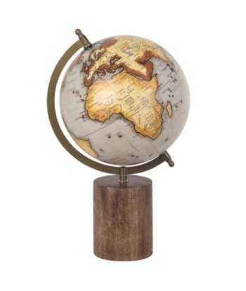 ORIGEN Home Decor Globo Globos Mundo Gris Redondo 36x22x20cm