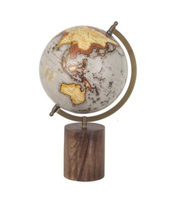 ORIGEN Home Decor Globo Globos Mundo Gris Redondo 36x22x20cm