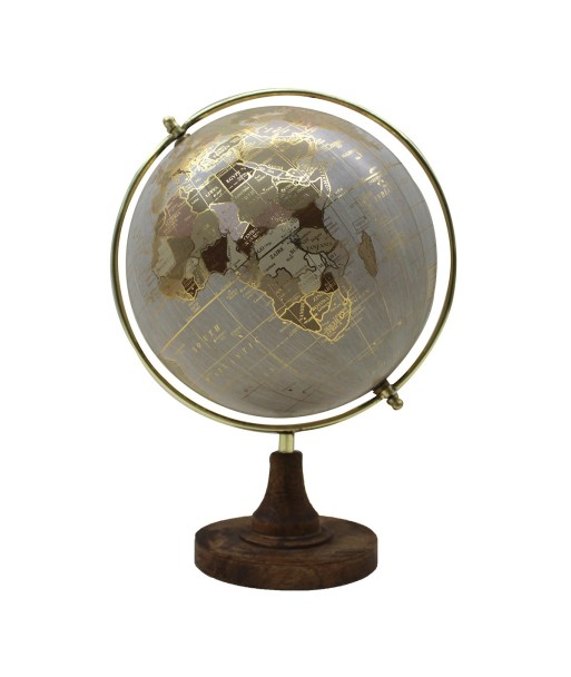 ORIGEN Home Decor Globo Globos Mundo Gris Redondo 32x23x20cm