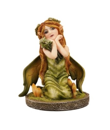 ORIGEN Home Decor Hada Sentada Fantasia | Figura de Hada Verde - 9x7x7cm