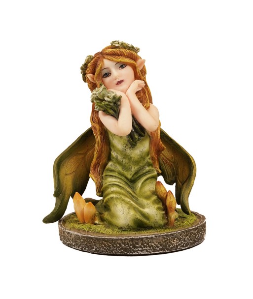 ORIGEN Home Decor Hada Sentada Fantasia | Figura de Hada Verde - 9x7x7cm