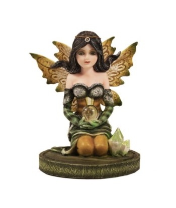 ORIGEN Home Decor Hada Sentada Fantasia | Figura de Hada Verde - 9x7x7cm