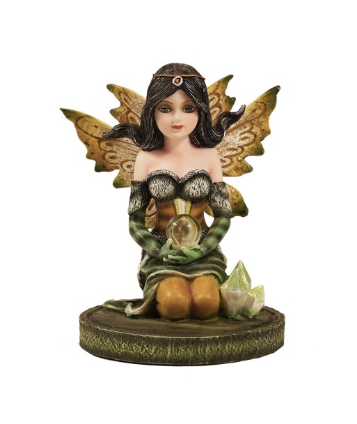 ORIGEN Home Decor Hada Sentada Fantasia | Figura de Hada Verde - 9x7x7cm