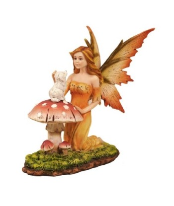 ORIGEN Home Decor Hada Con Perro Fantasia Figura de Hada Marrón - 15x13x8cm