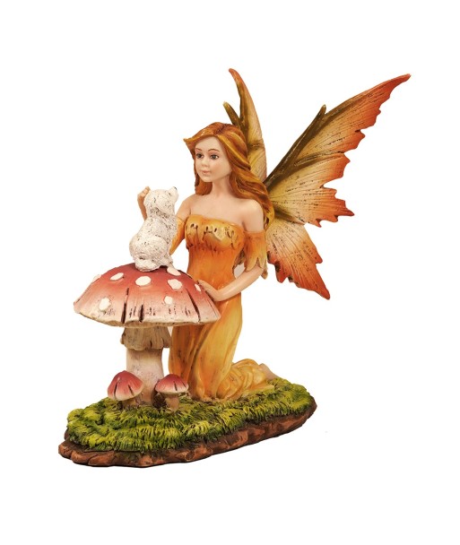 ORIGEN Home Decor Hada Con Perro Fantasia Figura de Hada Marrón - 15x13x8cm