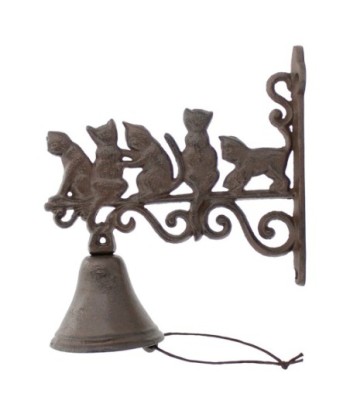 ORIGEN Home Decor Campana Gatos Jardin Negro Hierro Colado 23x21x10cm