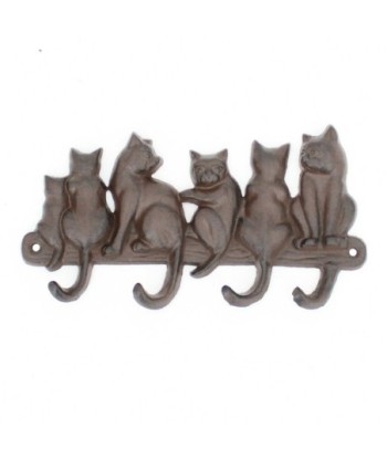 ORIGEN Home Decor Percha Gatos 4 Pomos Percheros Gris Hierro Colado 13x23x3cm