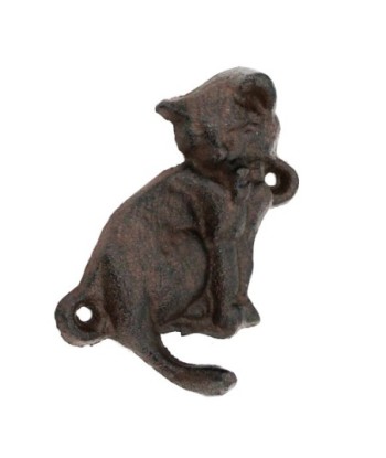 ORIGEN Home Decor Percha Gato 1 Pomo Percheros Gris Hierro Colado Vintage - 10x9x4cm