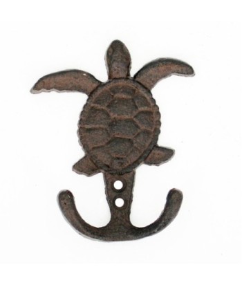 ORIGEN Home Decor Percha Tortuga 2 Pomos Percheros Gris Hierro Colado Vintage - 12x10x3cm