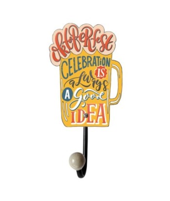 ORIGEN Home Decor Percha Beerfest 1 Pomo Percheros Vintage | Decoración Pared Metal Naranja - 16x14x7cm