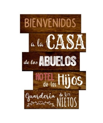 ORIGEN Home Decor Adorno Pared Casa Abuelos Placas Metal Marrón 30x21x1cm